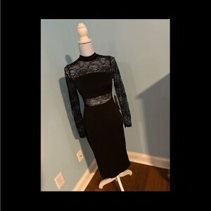 Iris Black Lace Midi Dress